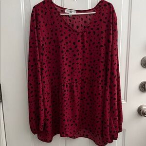 Moa Moa Red and Black Patterned Blouse